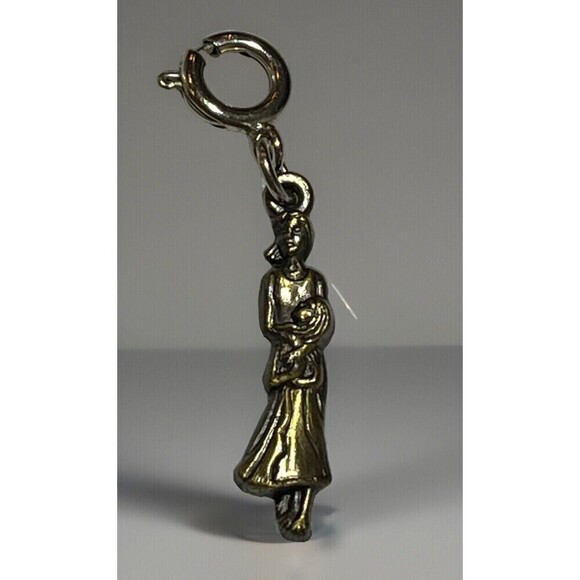 Mother & Child Brass Small Charm Pendant Breast Cancer Survivor Collectable 2007 - Picture 1 of 5